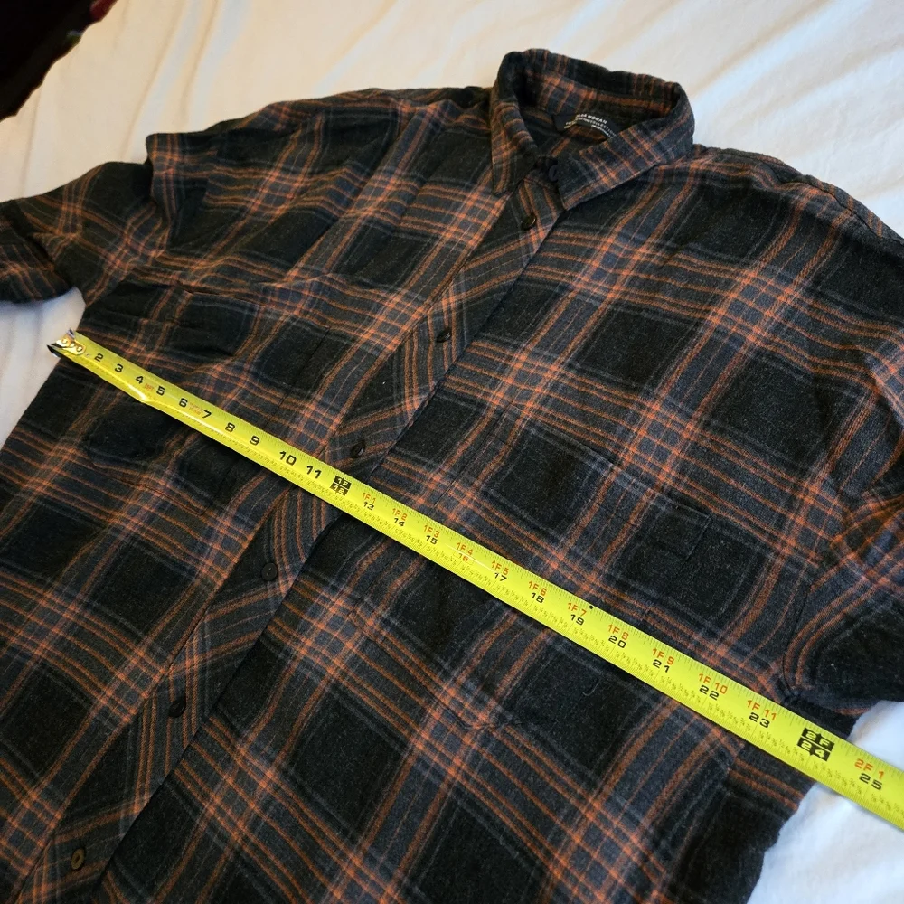 ZARA PREMIUM sz M Women's orange & black flannel tunic grunge y2k shirt dress - Picture 6 of 8